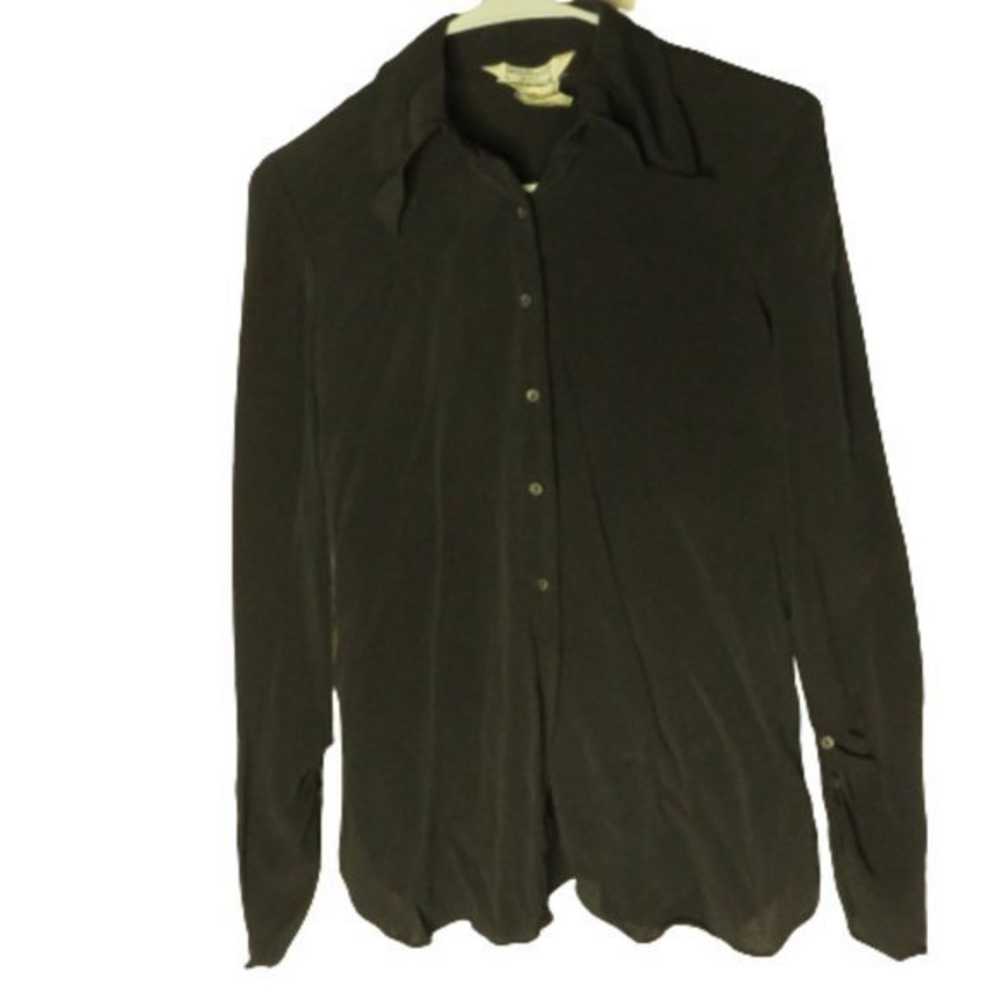 Henri Bendel black button front blouse